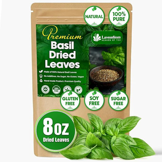 Lavendium, Premium 8oz Dried Basil ??100% Pure, Non-GMO, Gluten-Free, Vegan ??Aromatic Culinary