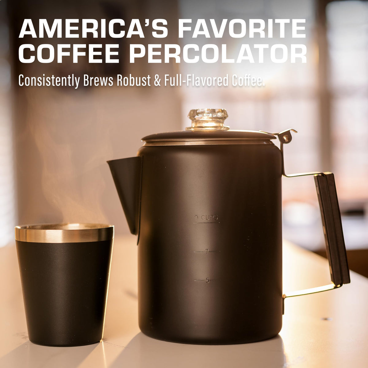 COLETTI Bozeman Black Percolator Coffee Pot — Camping Coffee Pot — America’s Sleekest Percolator