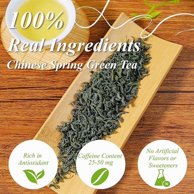 WT WEETEE Green Tea Loose Leaf 8oz /228g, 110+ Cups Premium Green Tea Leaves, Chestnut & Bean