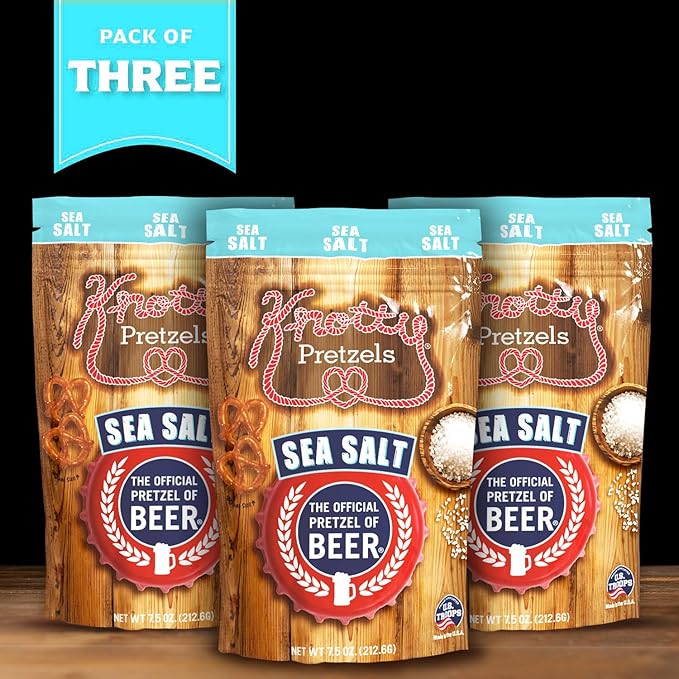 Knotty Pretzels ?쏷he Official Pretzel of Beer??7.5 oz Individual Seasoned Pretzels in Resealable