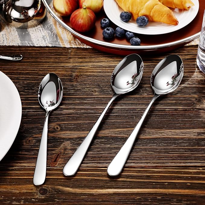KEAWELL Louise Premium 2 Piece Serving Spoons and 2 Piece Serving Slotted Spoons ??9 inches ??18/10