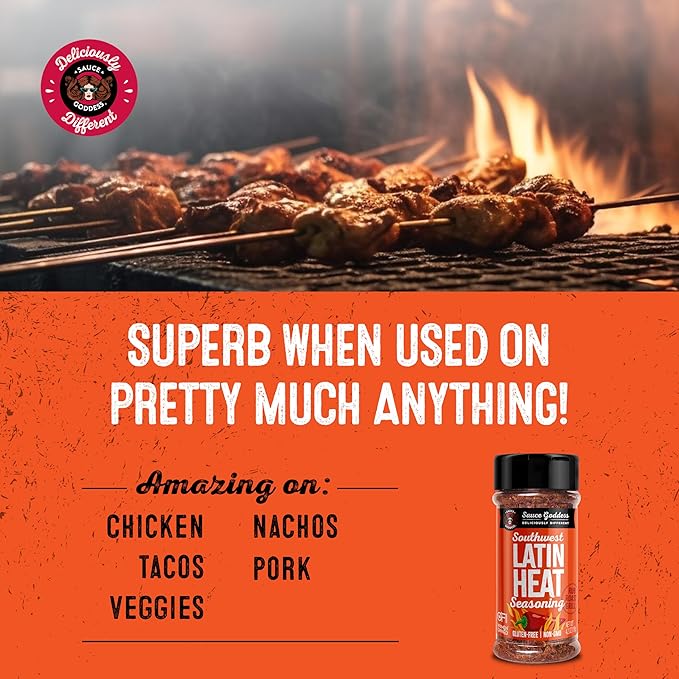 Sauce Goddess - Southwest Latin Heat Shaker - Mexican Rub, Taco seasoning with Cumin, Oregano