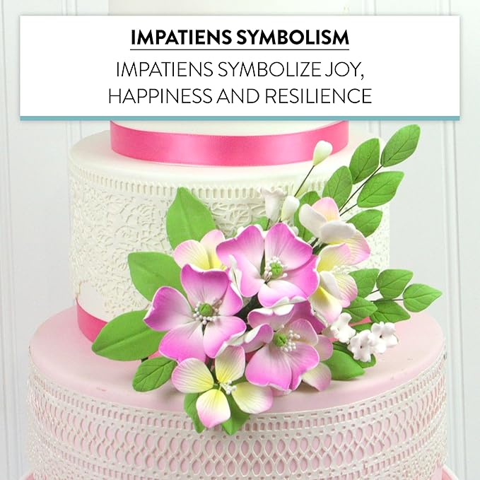 Global Sugar Art Impatiens Sugar Cake Flowers Spray, Pink, 1 Count by Chef Alan Tetreault