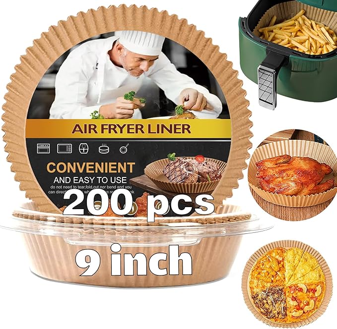 Ninja Power XL Gourmia Air Fryer Disposable Paper Liners - 200pcs, 9 Inch Round Parchment Liners