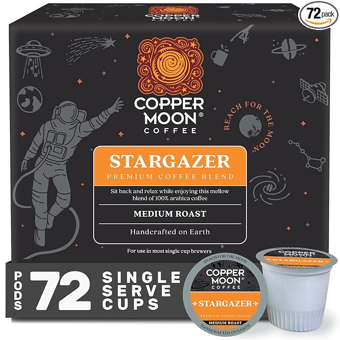 Copper Moon Single Serve Coffee Pods for Keurig K-Cup Brewers, Medium Roast, Stargazer Blend, 72