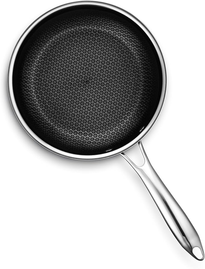 HexClad Hybrid Nonstick 3-Quart Saucepan with Tempered Glass Lid, Stay-Cool Handle
