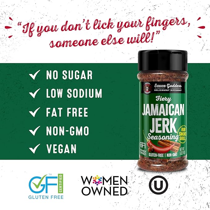 Sauce Goddess - Fiery Jamaican Jerk Spice Shaker - Caribbean Seasoning for Chicken, Pork & Seafood