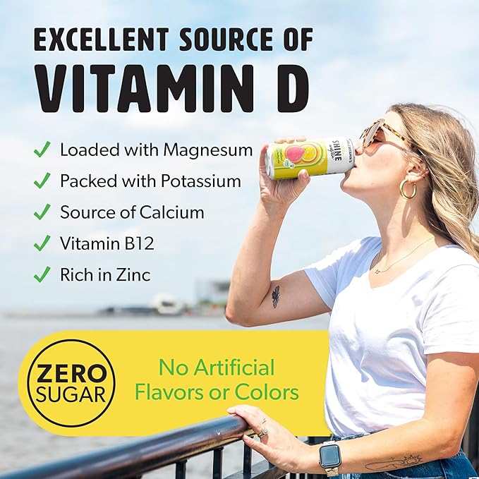 ShineWater Vitamin D Hydration Electrolyte Drink - Flavored water with electrolytes, Sugar-Free