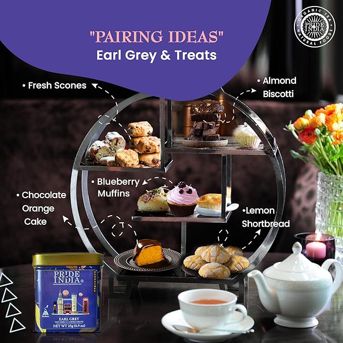 Pride of India | PACK of 6 - Earl Grey Bergamot Black Tea | 15 Pyramid Full Leaf Individually