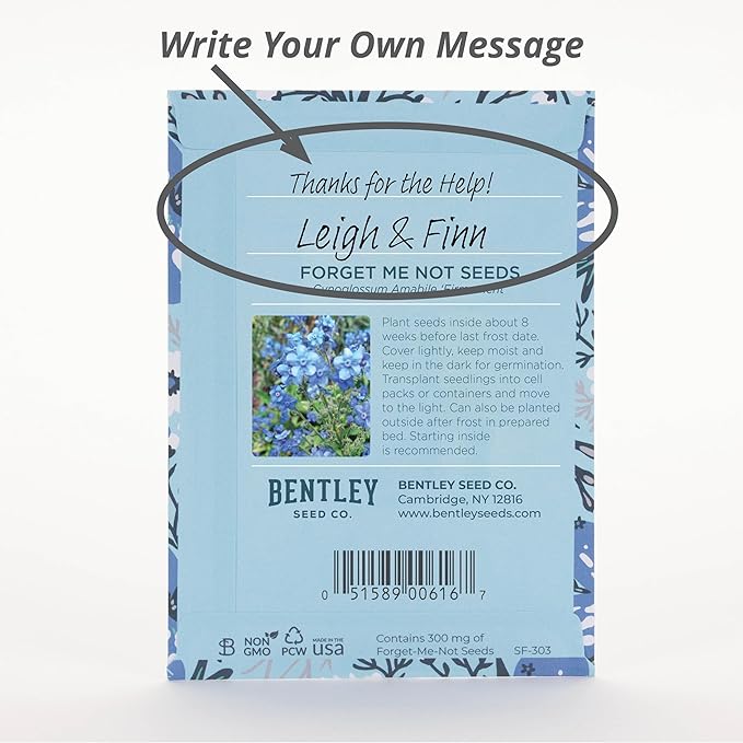 Bentley Seed Co. Thank You Packet - Help Us Grow Forget Me Not - 25 Seed Packets - Perfect