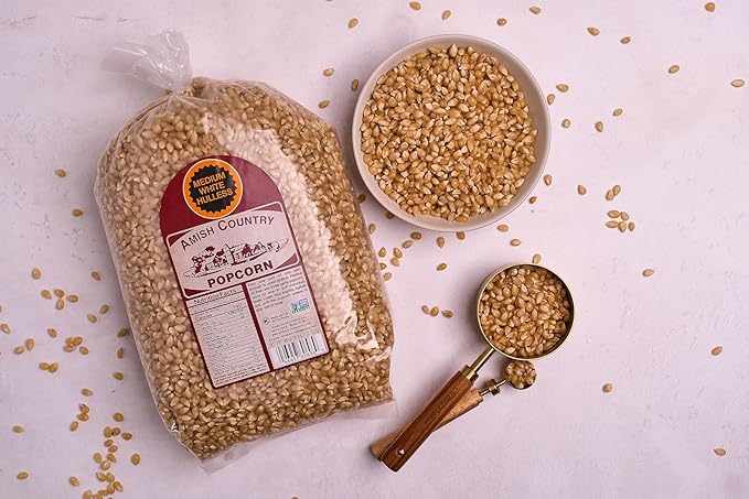 Amish Country Popcorn Medium White Popcorn Kernels, 6LB Bag - Non-GMO, Gluten Free, Hulless, Old