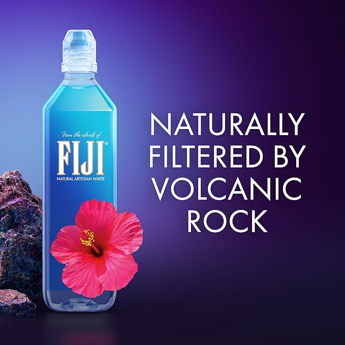 FIJI Natural Artesian Bottled Water 700mL / 23.7 Fl Ounce (Pack of 12) - Sports Cap - 100% Natural