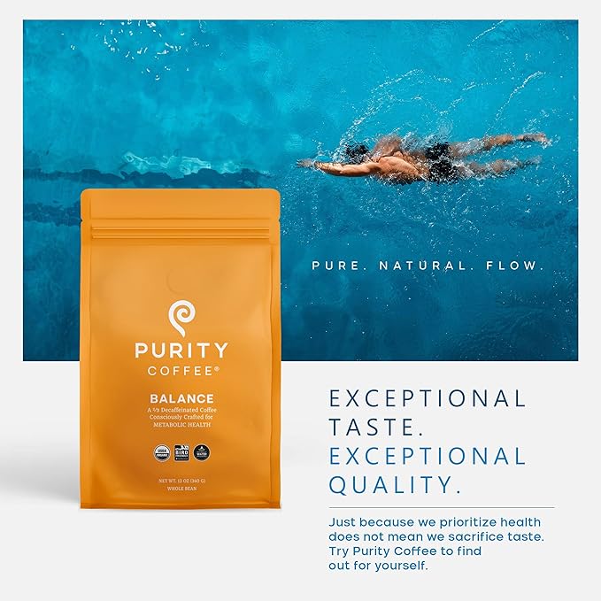 Purity Coffee BALANCE 2/3 Decaf Medium Roast Whole Bean Coffee (5lb Bag) - Specialty-Grade Mountain