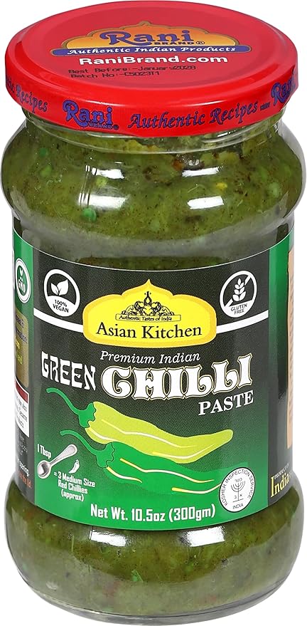 Asian Kitchen Green Chilli Cooking Paste 10.58oz (300g) Glass Jar ~ Vegan | Gluten Free | NON-GMO |