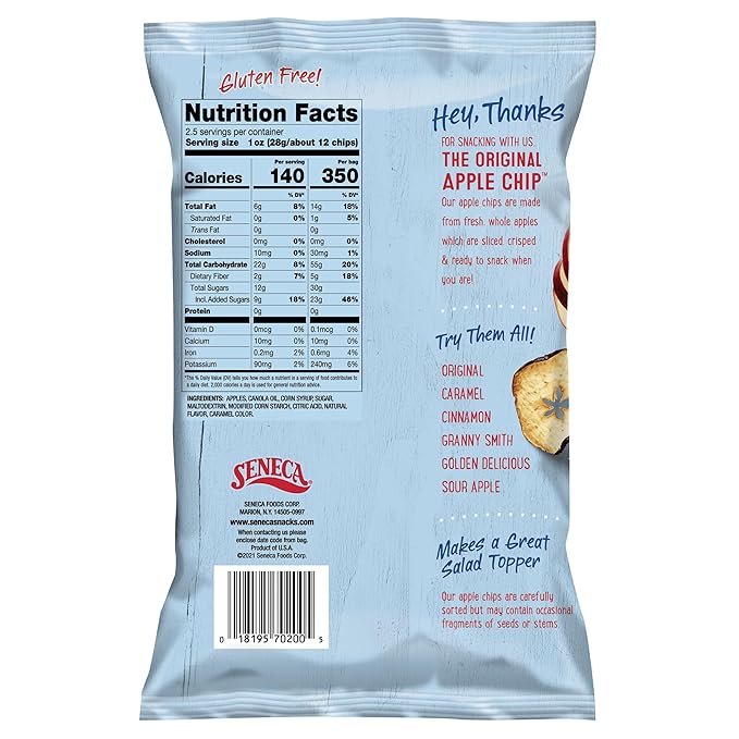 Seneca Cinnamon Apple Chips | Made from Fresh Apples | 100% Red Delicious Apples | Yakima Valley