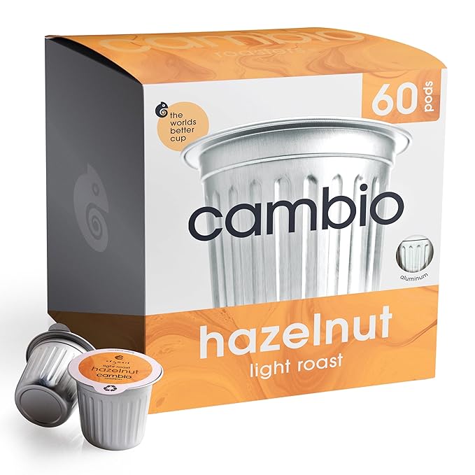 Cambio Roasters Organic Hazelnut Coffee Keurig KCups, Only Aluminum K Cup for Better & Longer