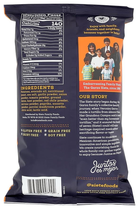 SIETE FAMILY FOODS Queso Potato Chips, 5.5 OZ