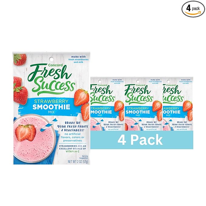 Concord Foods Strawberry Smoothie Mix - Fruit Flavor with No Artificial Flavors, Colors, or