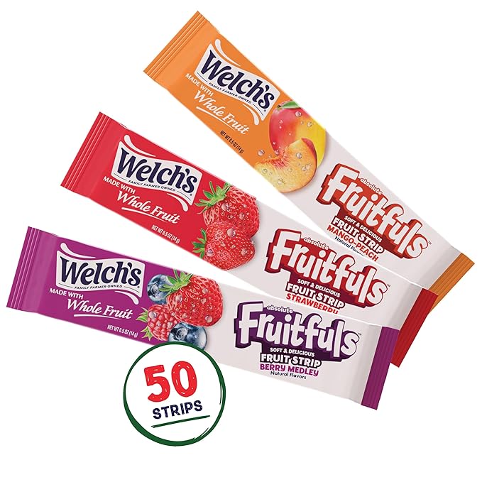 Welch's Absolute Fruitfuls Fruit Strips, Tasty Dried Fruit Snacks for School Lunches, Berry