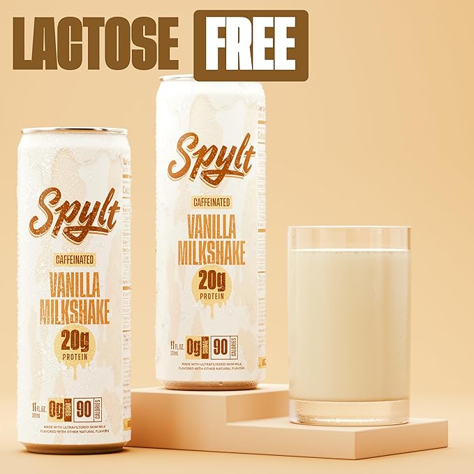 High Protein Vanilla Milkshake with 60mg Caffeine & 20g Protein - 90 Calories, Ready to Drink