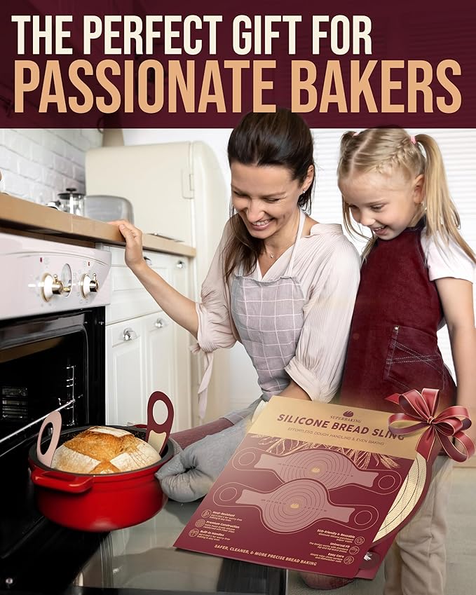 Superbaking Silicone Bread Sling 2 Pcs - 9in Round & Oval 482F Heat Resistant Dough Lifter