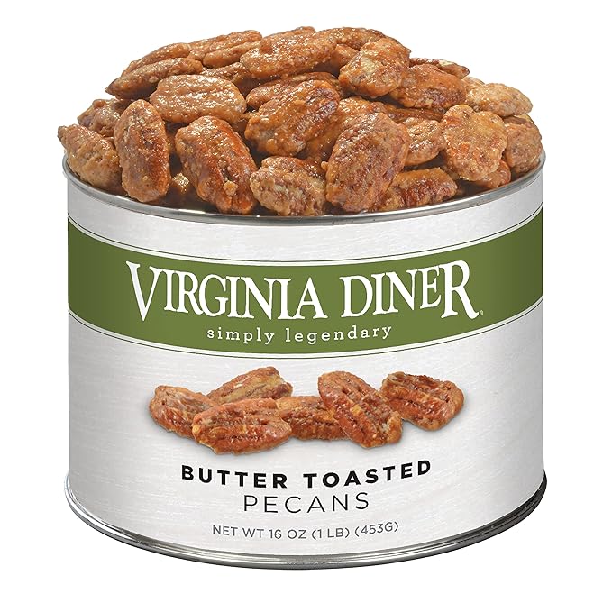Virginia Diner Butter Toasted Pecans - Sweet Toasted Mammoth Georgia Pecans Gift Non-GMO