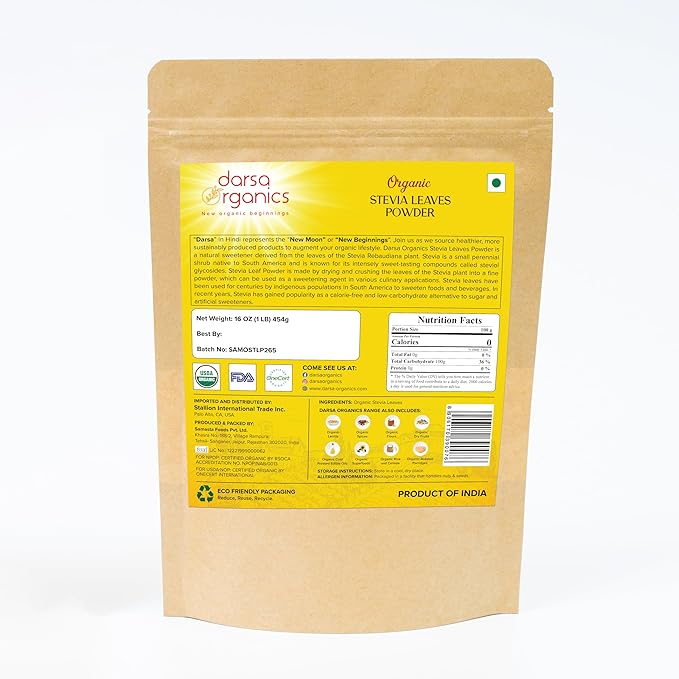Stevia Powder 16 oz - Premium Grade USDA Organic Certified Plant Based Stevia Extract Powder for