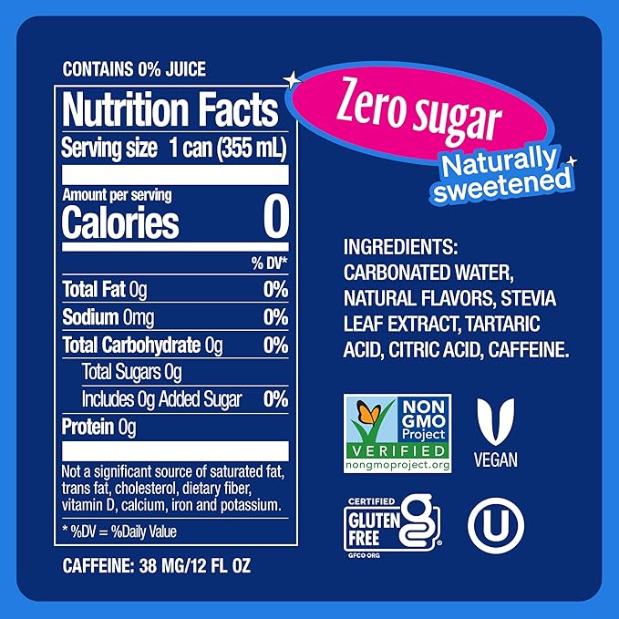 Zevia Zero Sugar Soda, Cherry Cola, 12 oz Cans (24-Pack) ??Naturally Sweetened, Non-GMO Project
