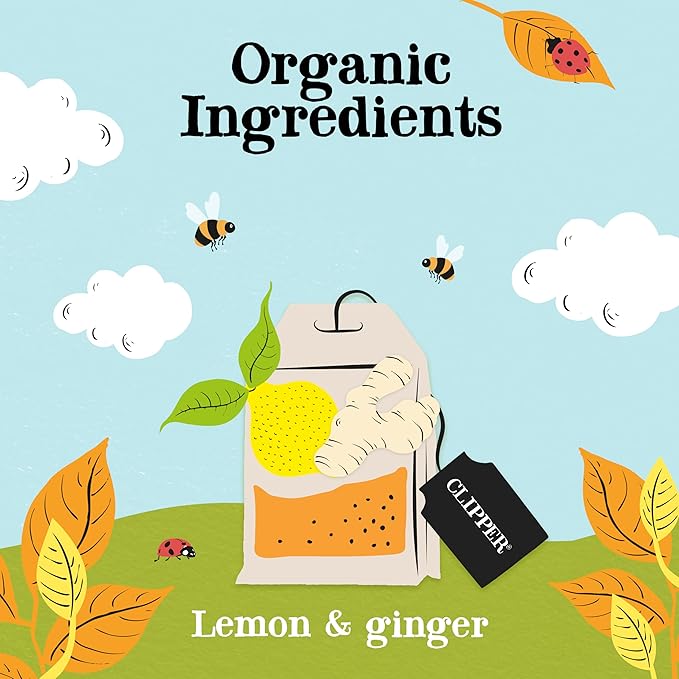 Clipper Tea Lemon & Ginger Teabags ??Caffeine Free, USDA Organic, Great Hot or Iced ??Aromatic