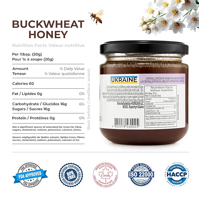 HONIGMA® Raw Buckwheat Honey | Exquisite Taste | 100% Pure | Unpasteurized | Unfiltered | Partially