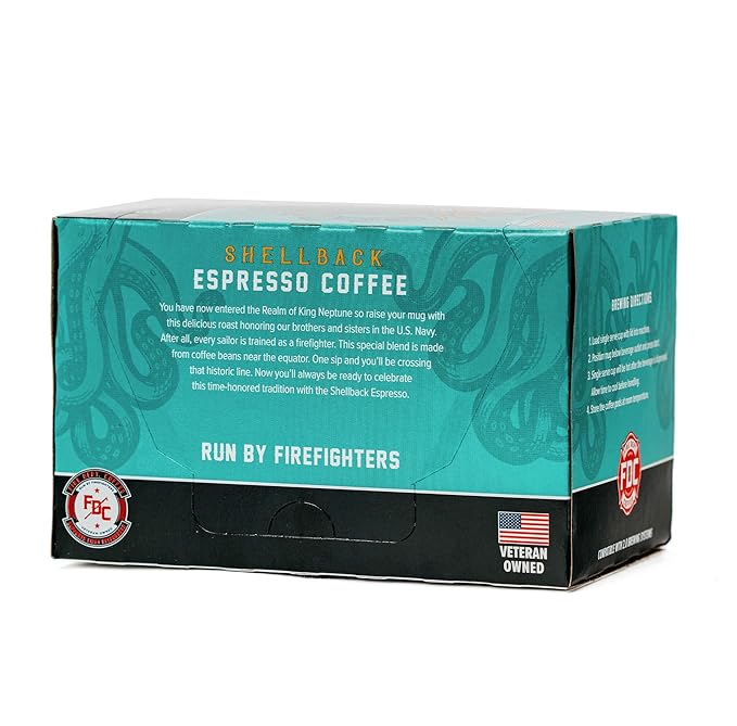 Fire Department Coffee - Gives Back to Firefighters - Bold & Smooth Shellback Espresso Coffee Pods