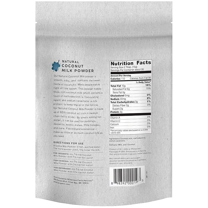 Wildly Conventional Coconut Milk Powder 16 Oz, 1 lb Bag - Naturally Sweet Creamer, Extra Creamy |