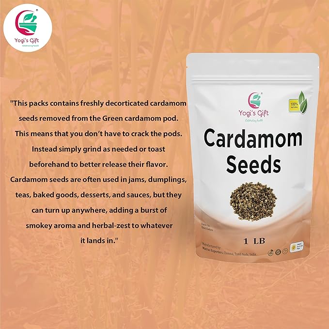 Cardamom Seeds 1 LB Bulk Pack | Decorticated Cardamon Seeds | Rich Fragrant Seeds for Tasty
