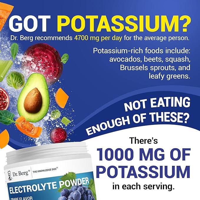 Dr. Berg Zero Sugar Hydration Keto Electrolyte Powder - Enhanced w/ 1000 mg of Potassium & Real