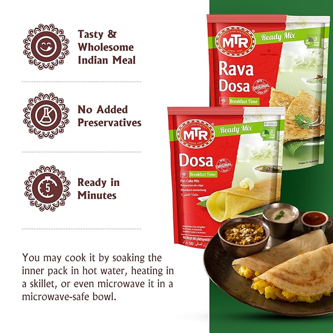 MTR Instant Assorted Mix - Ready to Cook Authentic Indian Breakfast, Lunch, Dinner or Snack Meal