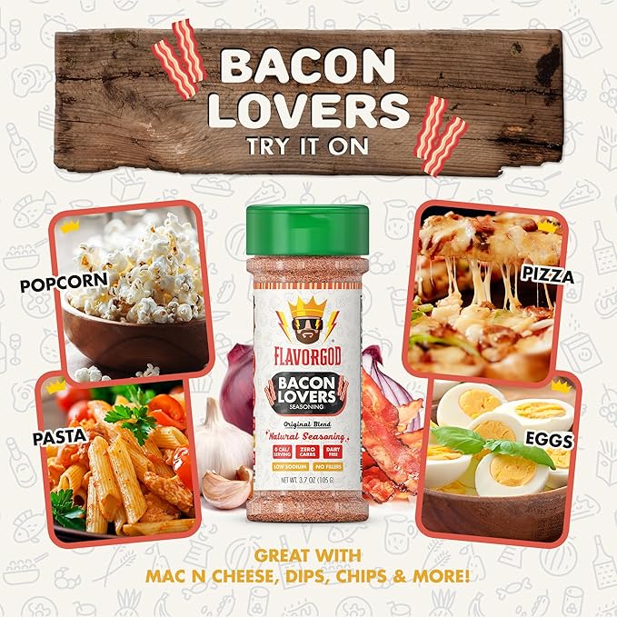 Bacon Lovers Seasoning Mix by Flavor God - Premium All Natural & Healthy Spice Blend for Beef