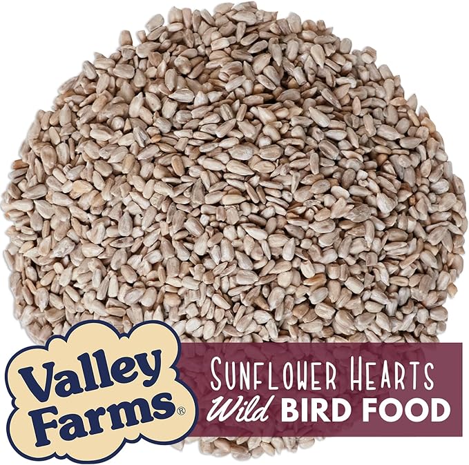 Valley Farms Whole Sunflower Hearts for Birds 4 LB 2-Pack (8 LB Total), Sunflower Kernels Wild Bird