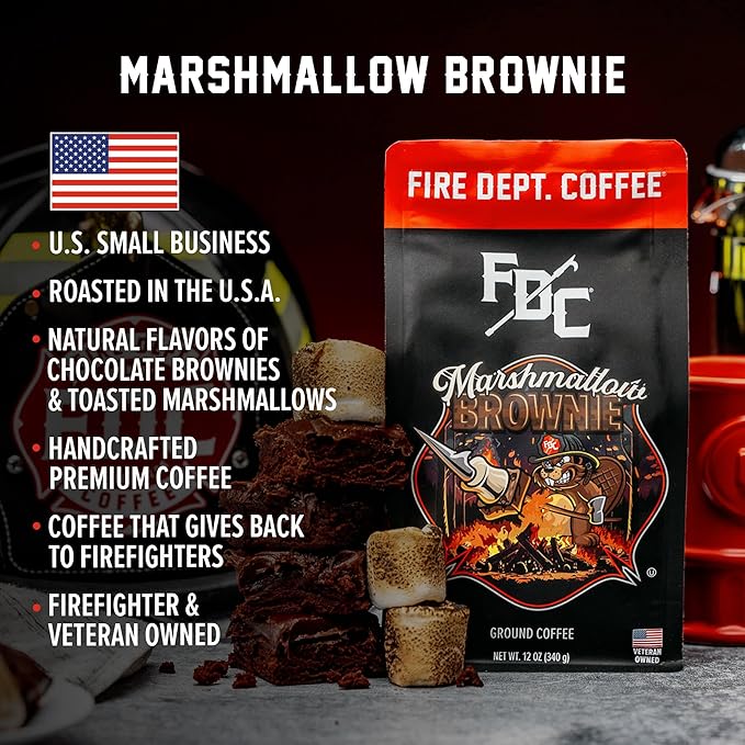 Fire Department Coffee - Gives Back to Firefighters - Marshmallow Brownie Ground Coffee - Roasted