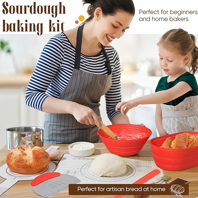 Sourdough Starter Kit with Jar ??Complete Sourdough Bread Baking Supplies for Beginners, Includes 2