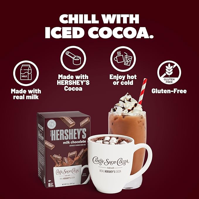 Candy Shop Cocoa HERSHEY'S Milk Chocolate Cocoa Mix, Hot Chocolate, Make Hot or Iced Cocoa, Made