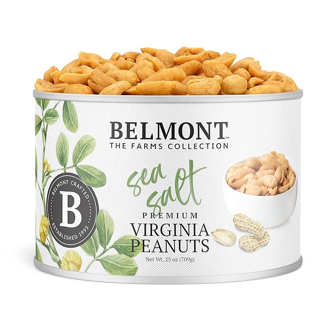 Belmont Peanuts Gourmet Sea-Salted Virginia Peanuts, 25 oz (1 Pack) ??Only 3 Simple Ingredients, No