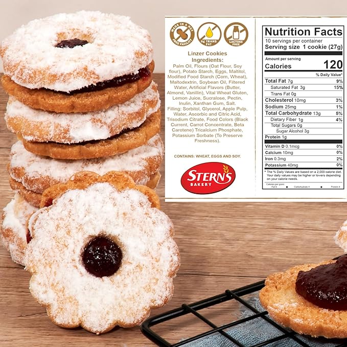 Linzer Tart Cookies | 10 Individually Wrapped Shortbread Cookies | Fresh & Delicious Italian