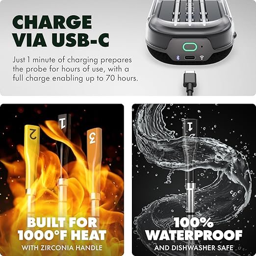 CHEF iQ Sense [2025 Model] | Smart Wireless Meat Thermometer | 3 Ultra-Thin Probes | WiFi Unlimited