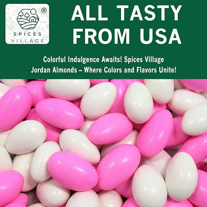 Spices Village Jordan Almonds, Pink and White, Crunchy Candy Coated Almonds, 32 oz, Perfect for