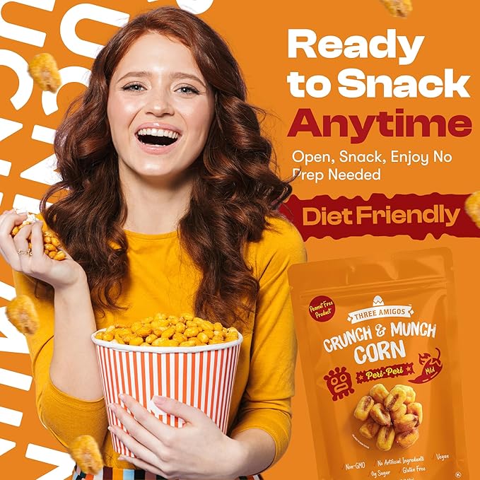 Three Amigos Corn Nuts Suger Free, 100% Vagan, Peanut Free Non-GMO (All Natural Ingredients)