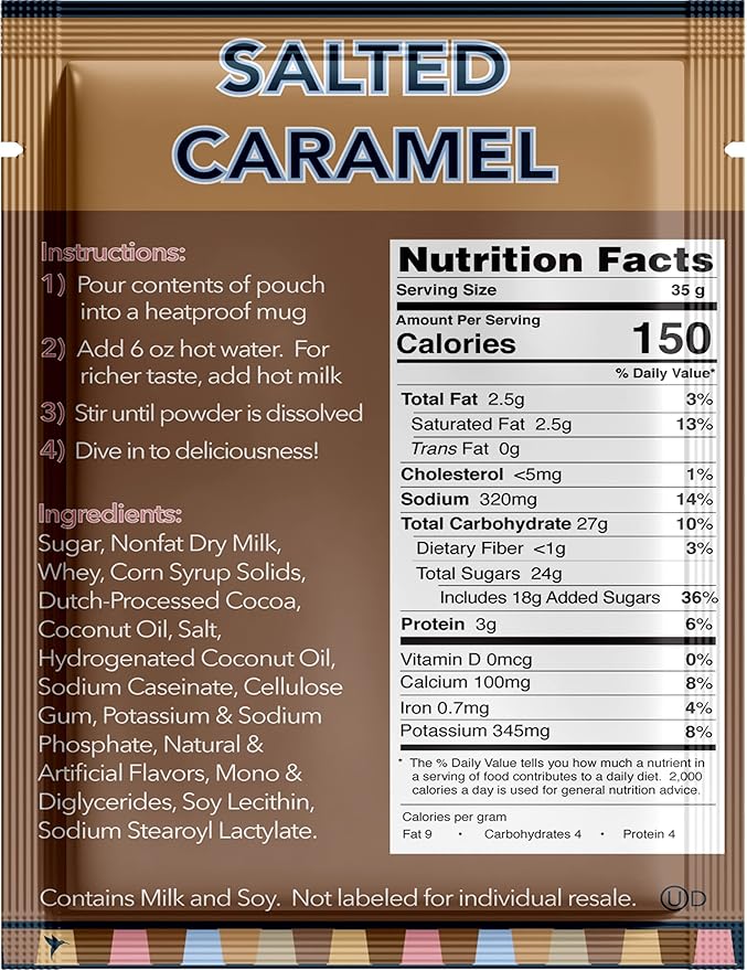 Double Donut Salted Caramel Hot Chocolate, Flavored Hot Chocolate Packets, Salted Caramel Hot Cocoa