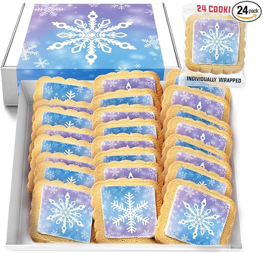 Snowflake Cookies Frozen in Individually Wrapped Snowfake Winter themed Theme Party Favors 24 Pack