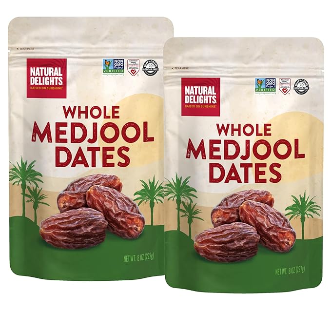 Natural Delights Medjool Dates Whole - Non-GMO Verified Fruit, Good Source of Fiber & Potassium
