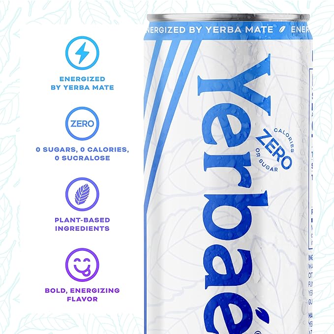 Yerbaé Energy Seltzer - Variety Performance Pack. No Sugar/Calories/Carbs. Energized by Yerba Mate