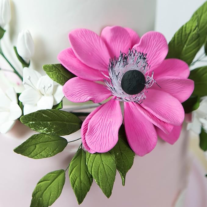 Global Sugar Art Double Anemone Sugar Cake Flowers Pink, 3 Count by Chef Alan Tetreault